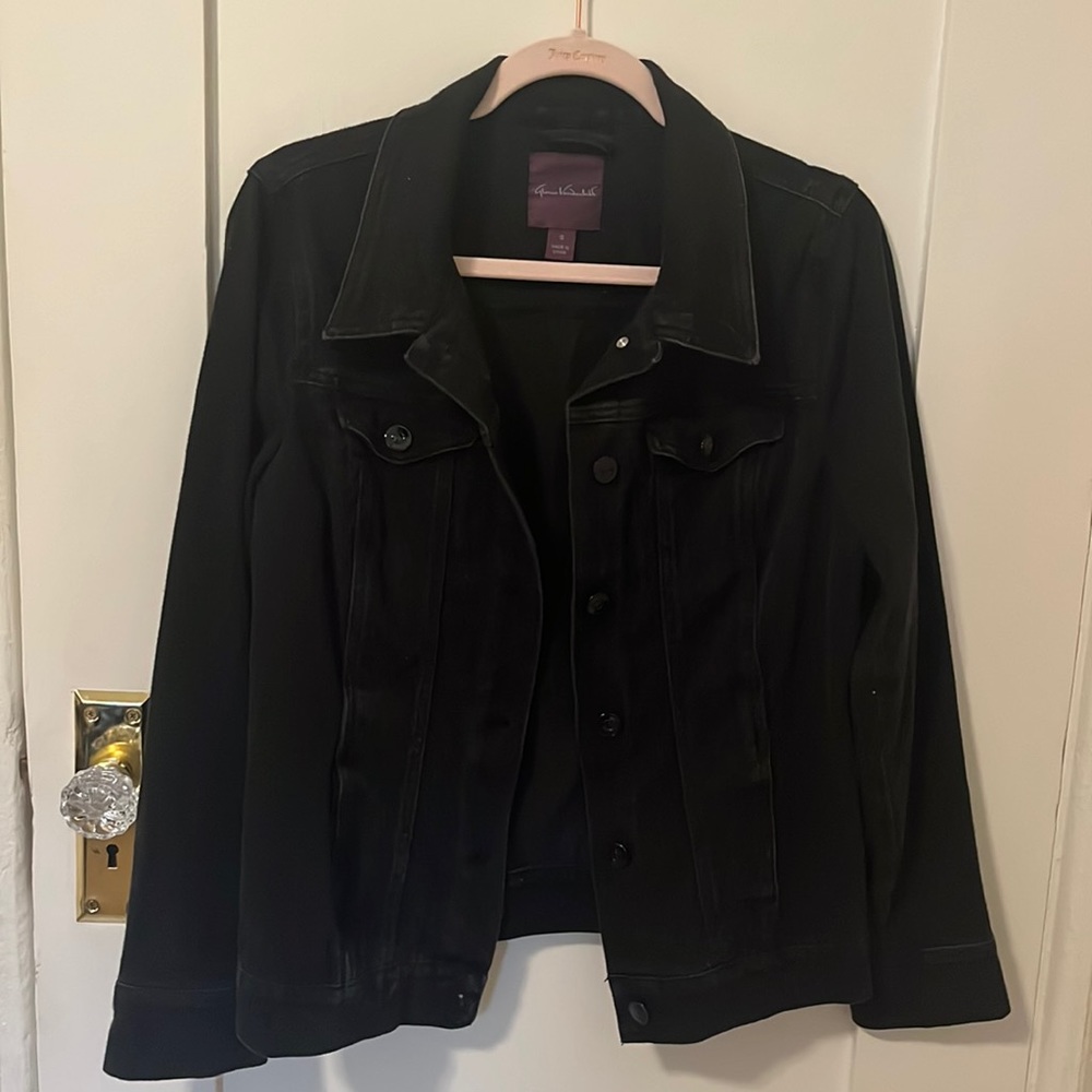 Gloria Vanderbilt | Long Sleeved Jean Button Up Jacket | Black